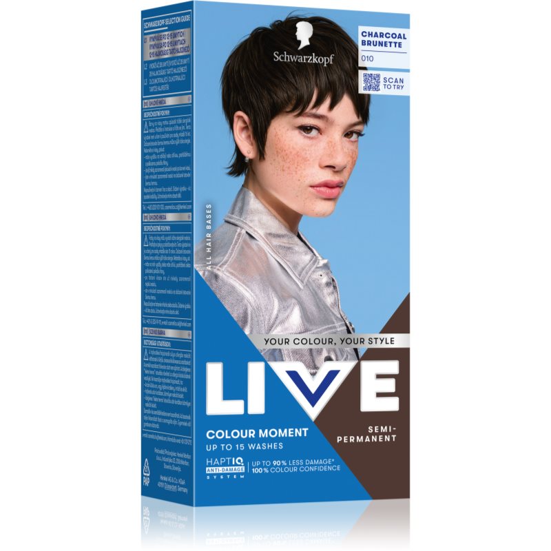 Schwarzkopf LIVE Colour Moment semi-permanentna farba do włosów odcień 010 Charcoal Brunette 50 ml