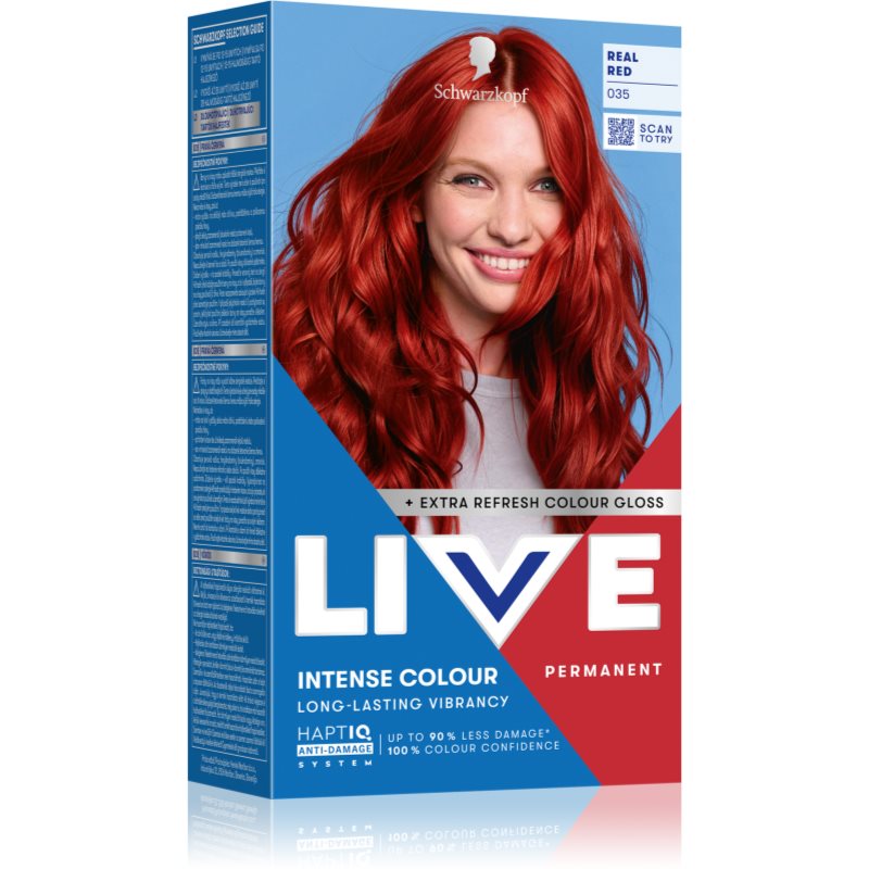Schwarzkopf LIVE Intense Colour trwała farba do włosów odcień 035 Real Red 1 szt.