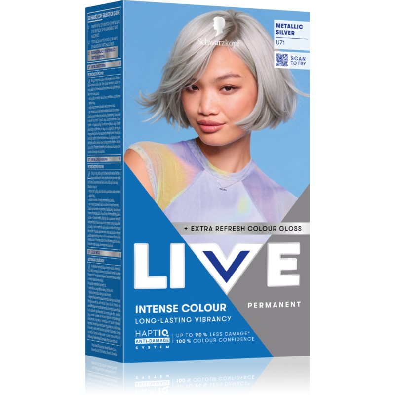 Schwarzkopf LIVE Intense Colour trwała farba do włosów odcień U71 Metallic Silver 1 szt.