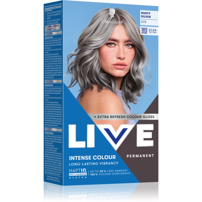 Schwarzkopf LIVE Intense Colour trwała farba do włosów odcień U72 Dusty Silver 1 szt.