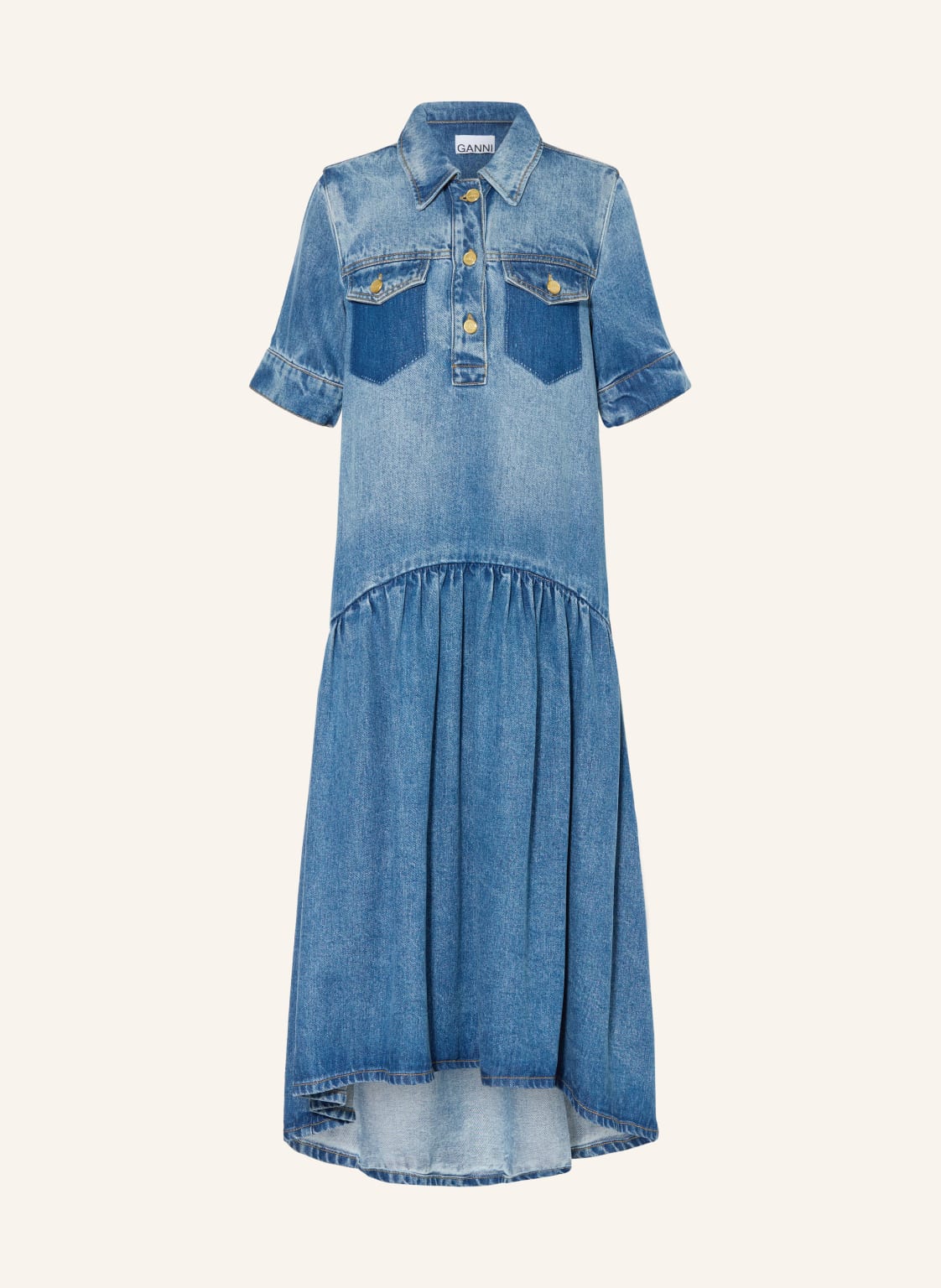 Ganni Sukienka W Stylu Jeansowym blau