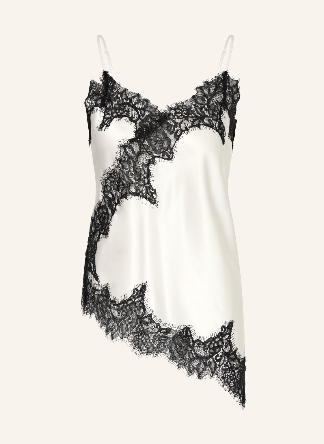 Mrs & Hugs Satynowy Top Z Koronką weiss