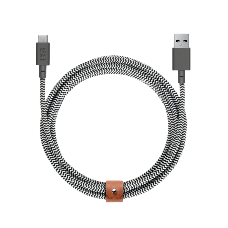 Native Union Belt Cable XL kabel USB 3 m USB A USB C Czarny, Biały BELT-AC-ZEB-3-NP