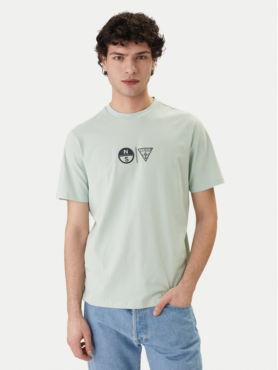 Guess T-Shirt GUESS x NORTH SAILS M6GI40 K3322 Zielony Regular Fit