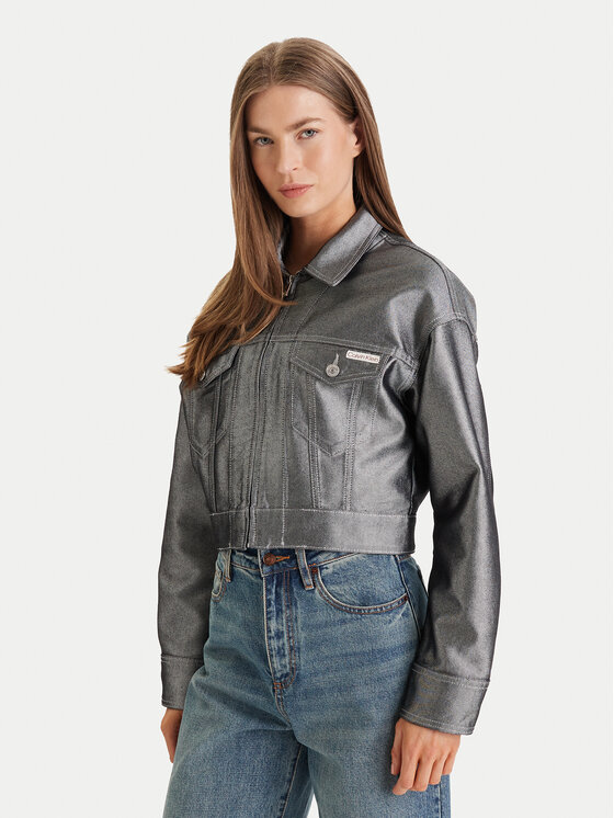 Calvin Klein Kurtka jeansowa LV047E715G Srebrny Relaxed Fit