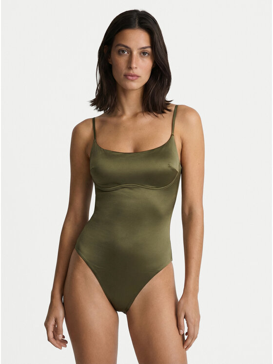 Calvin Klein Swimwear Strój kąpielowy LV00Q61120 Khaki