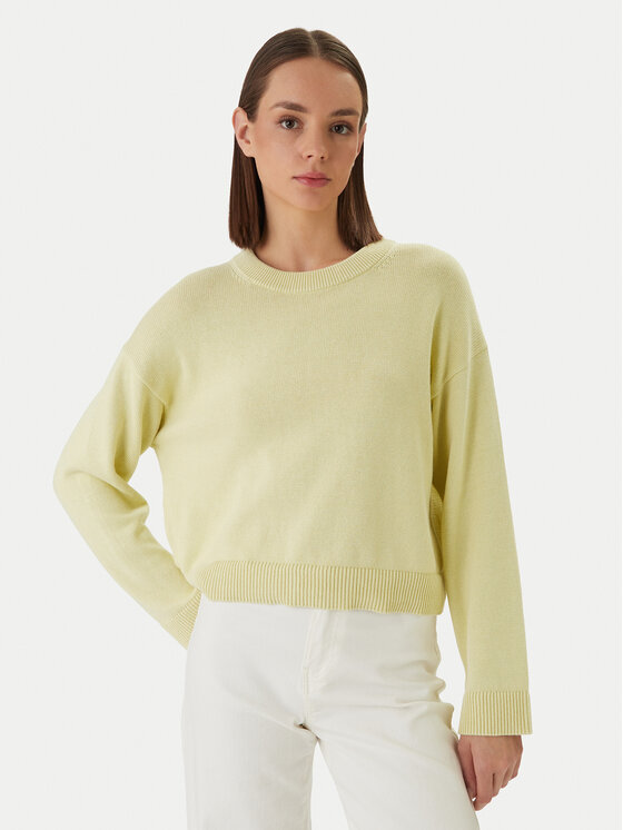 Calvin Klein Sweter LV047D305G Żółty Relaxed Fit