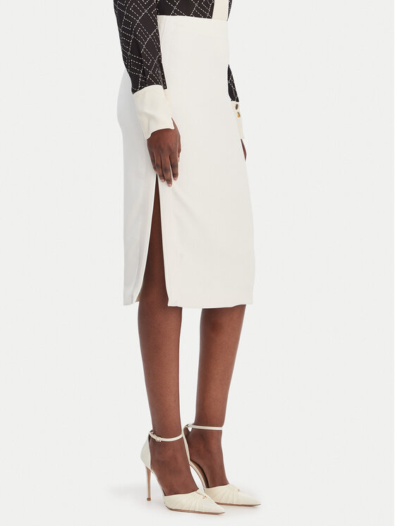 Elisabetta Franchi Spódnica ołówkowa GO-164-61E2-V250 Biały Regular Fit
