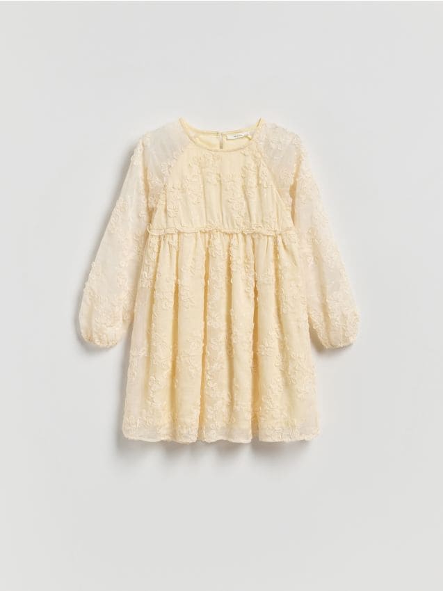 Reserved - Sukienka z cekinami - kremowy