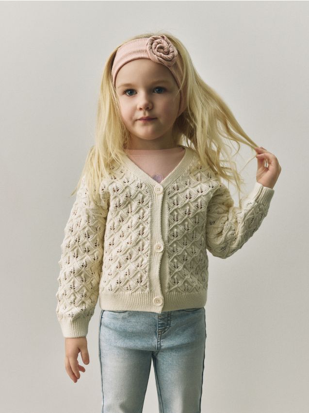 Reserved - Strukturalny kardigan - złamana biel