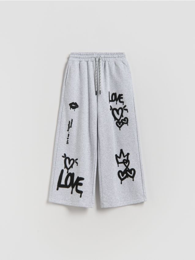 Reserved - Spodnie dresowe z nadrukiem - jasnoszary