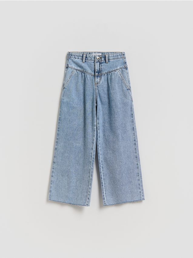 Reserved - Jeansy wide leg - niebieski