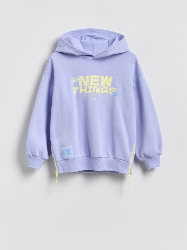 Reserved - Bawełniana bluza z kapturem - jasnoniebieski