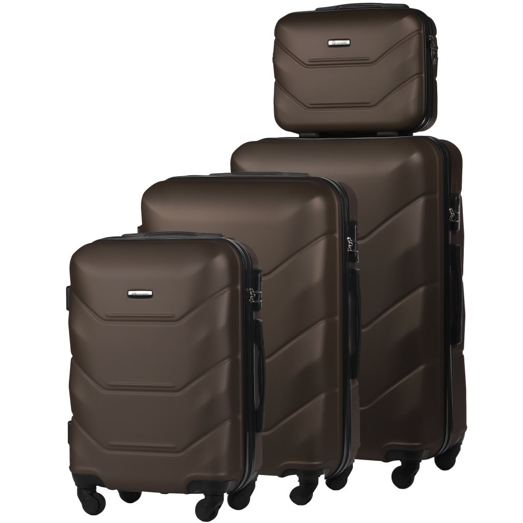 Zestaw 4 Twardych Walizek z ABS-u (XL+M+S+BC) Kawowy