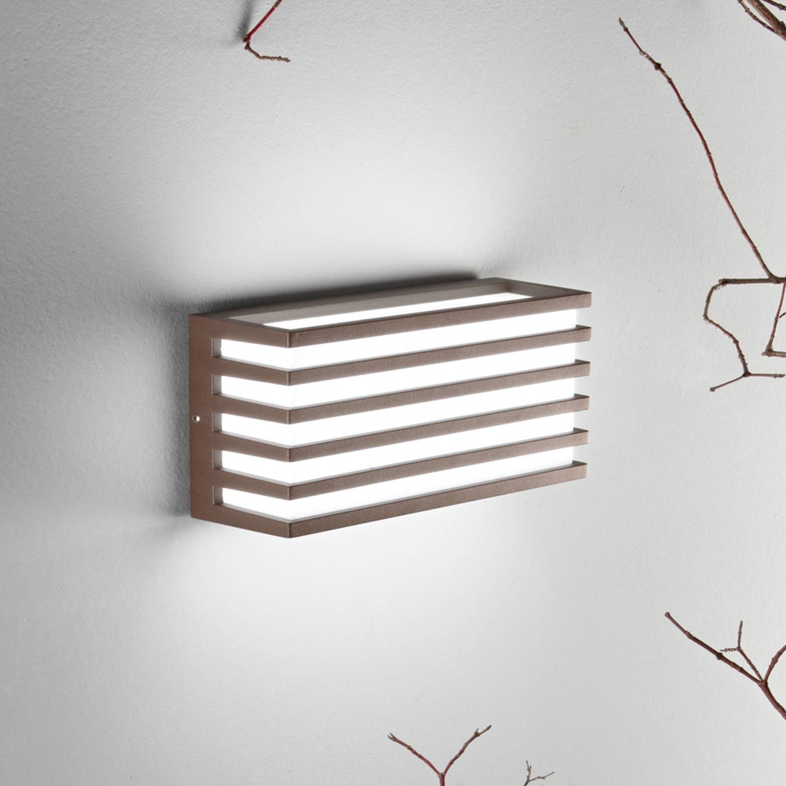 INTEC Kinkiet zewnętrzny LED Dukrot, brązowy / mosiężny, aluminium, nowoczesny