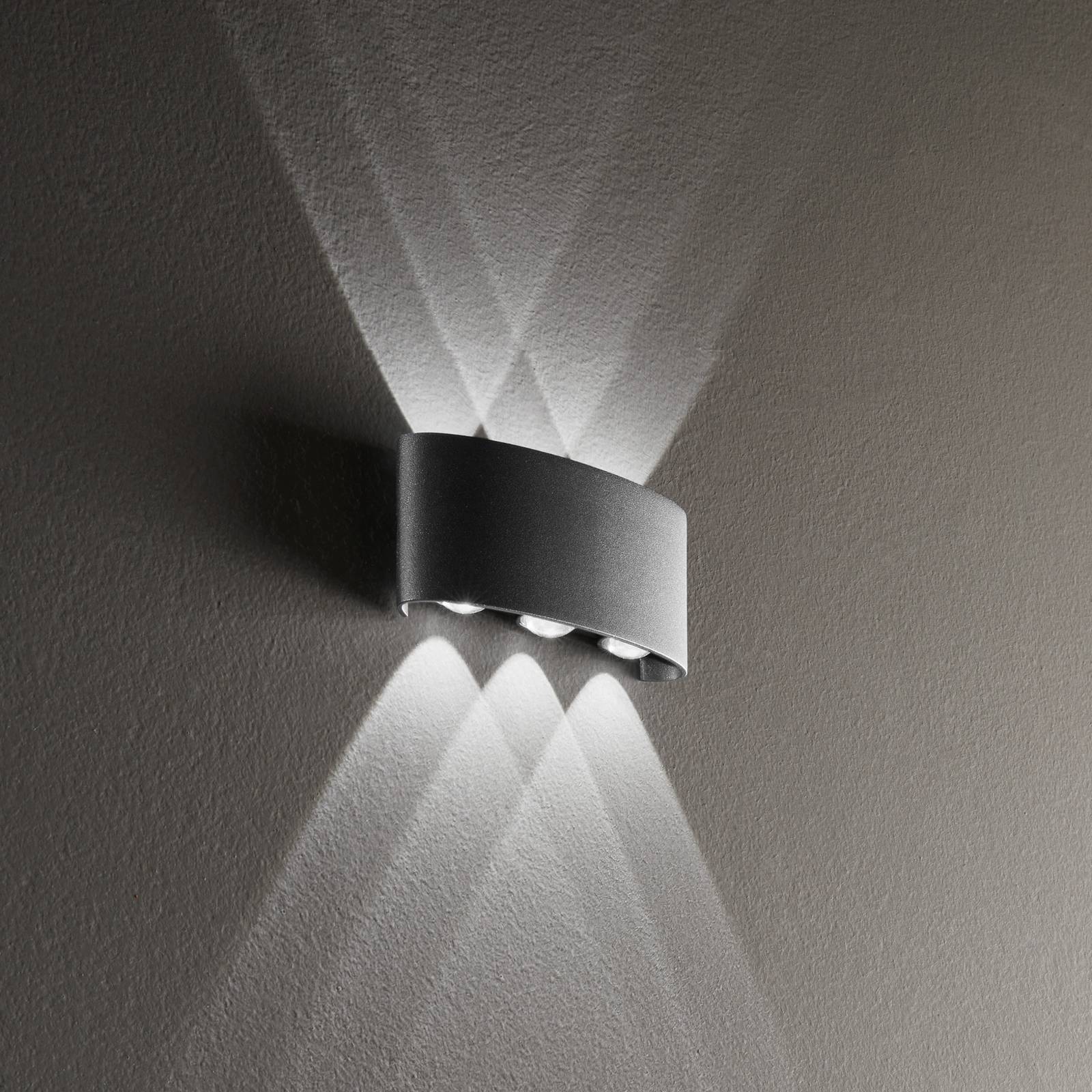 INTEC Kinkiet zewnętrzny LED Betle, czarny, aluminium, nowoczesny