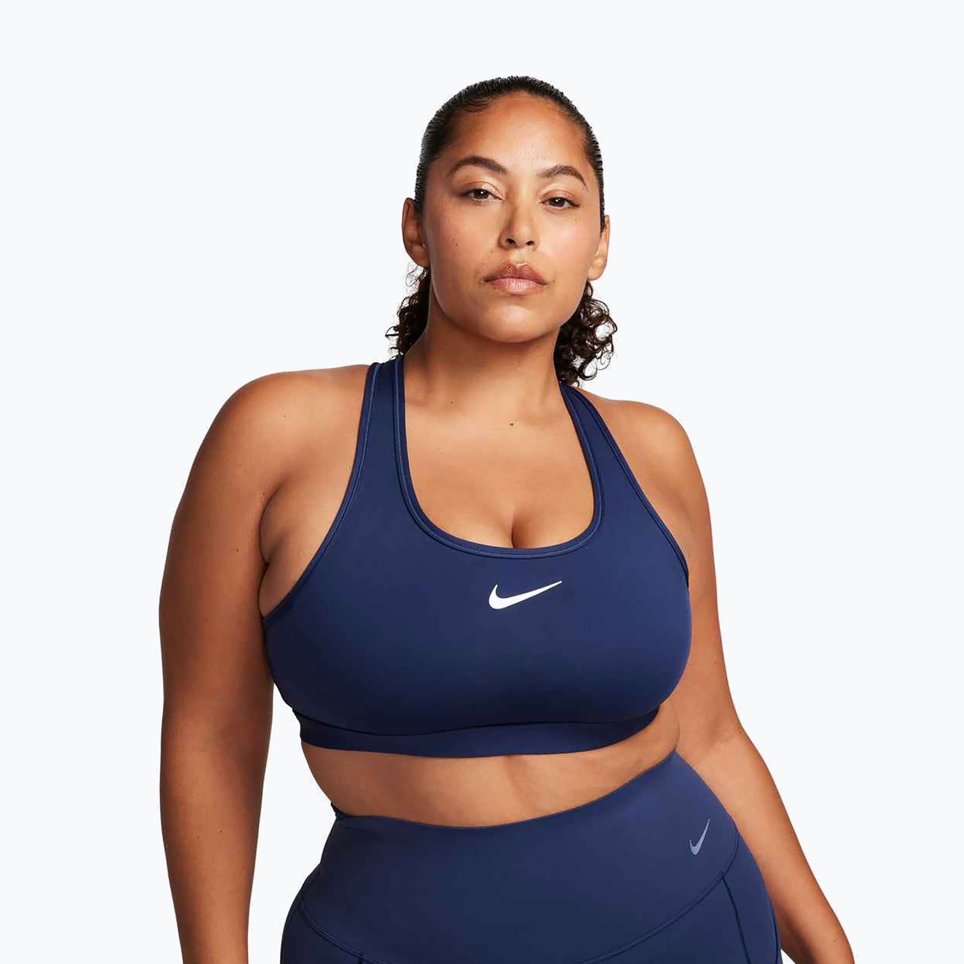 Biustonosz treningowy Nike Swoosh Medium Support midnight navy/white WYSYŁKA W 24H 30 DNI NA ZWROT