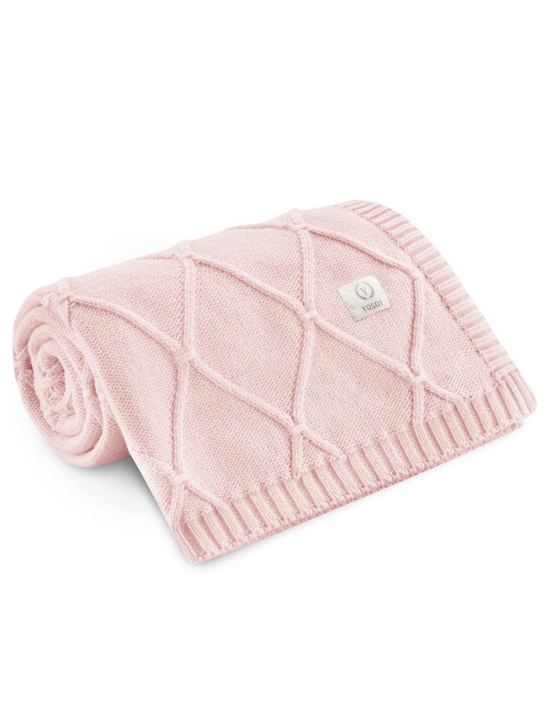 Yosoy Kocyk 100% merino wool Diamonds pudrowy róż