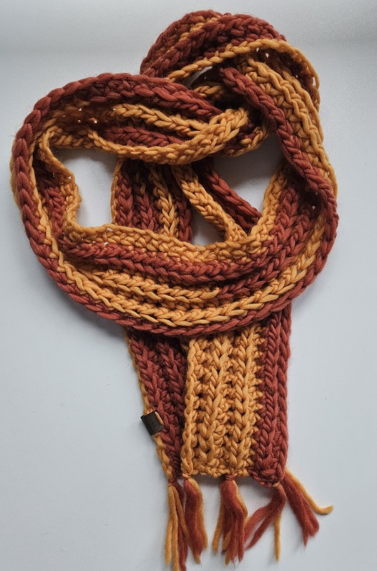 Wełniany szal mandarynkowo pomarańczowy