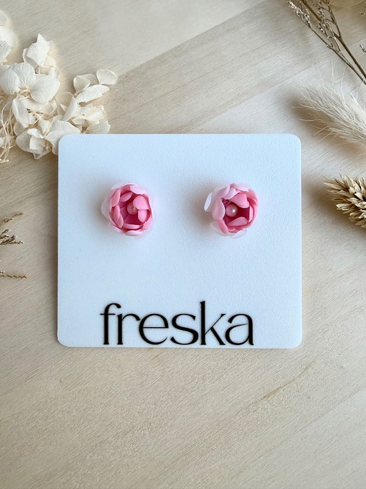 Kolczyki Piwonie - różowo-białe