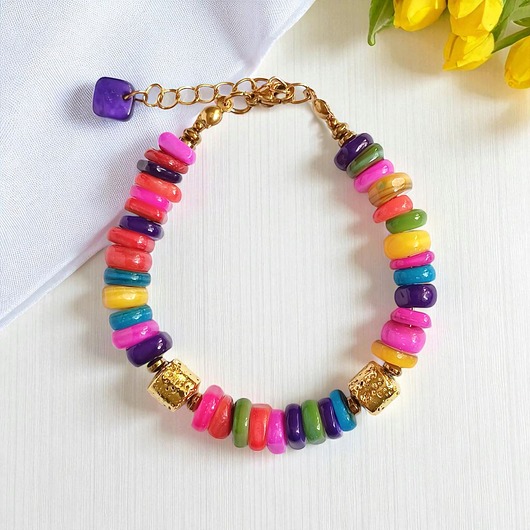 BRANSOLETKA : Summer collection: złota lawa, kolorowa masa perłowa