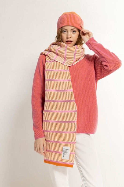 Szalik Nelli z wełny merino pomarańczowy