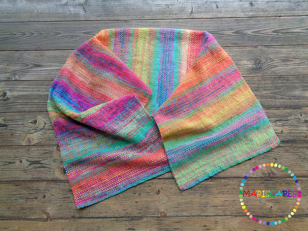 UNIKAT szal dziergany (jak tkany) Happy Rainbow