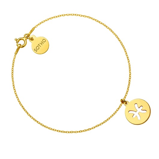 Złota bransoletka z zodiakiem Ryb