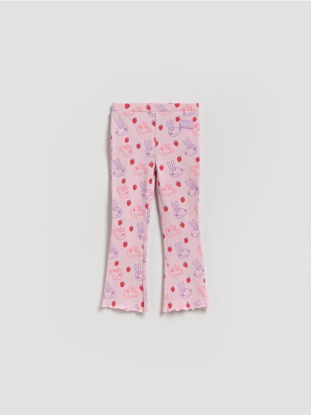 Reserved - Spodnie flare Świnka Peppa - lawendowy