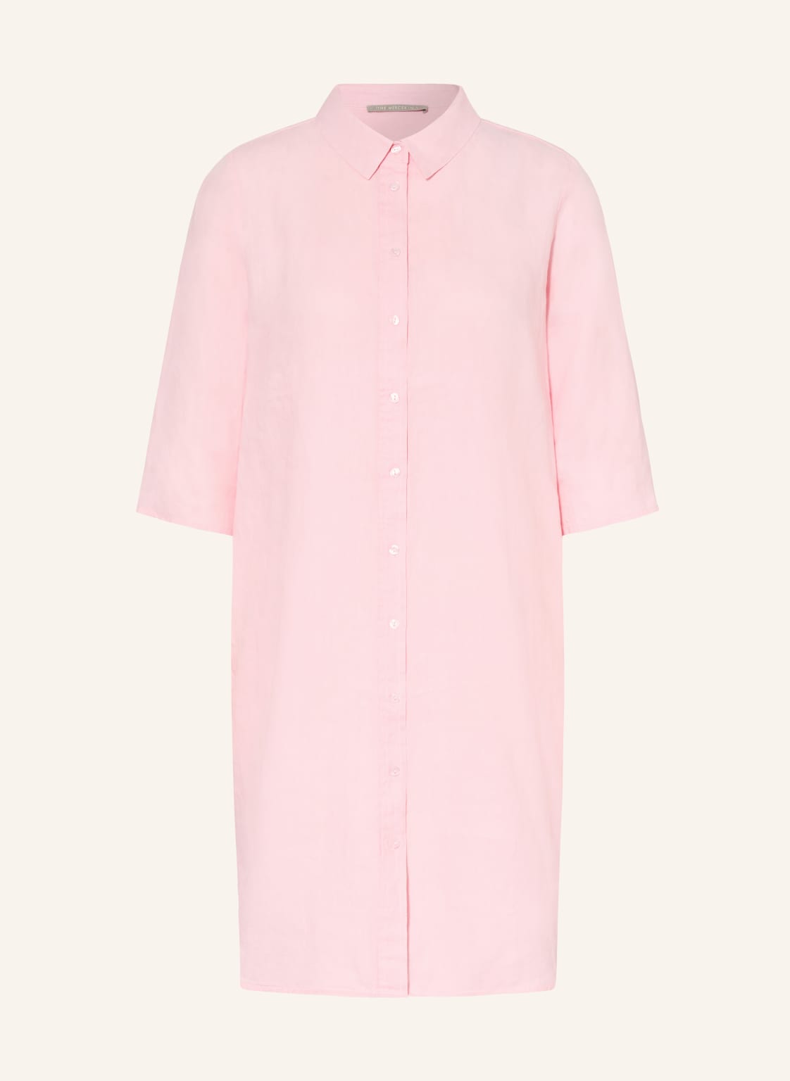 (The Mercer) N.Y. Lniana Sukienka Koszulowa Z Rękawami 3/4 rosa