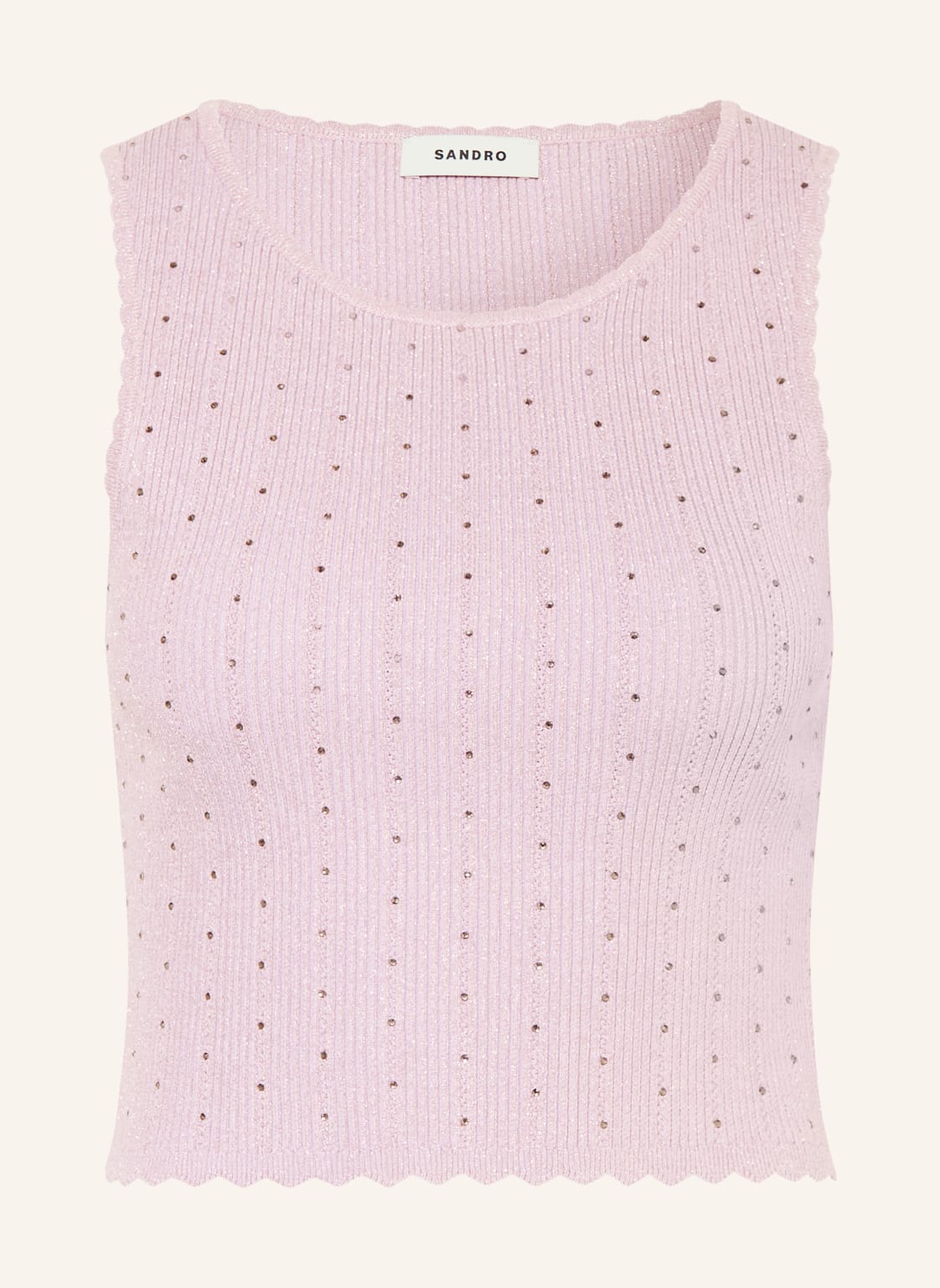 Sandro Dzianinowy Top Z Kamieniami Ozdobnymi lila