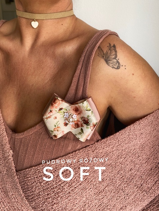 Brosza z kolekcji SOFT z satynowymi wstążkami kwiatowymi New