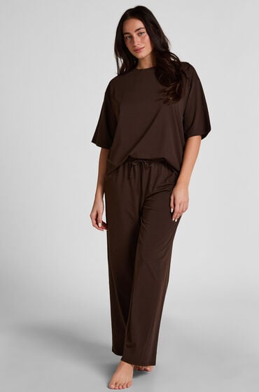 Hunkemöller Spodnie Piżamowe Loose Brązowy