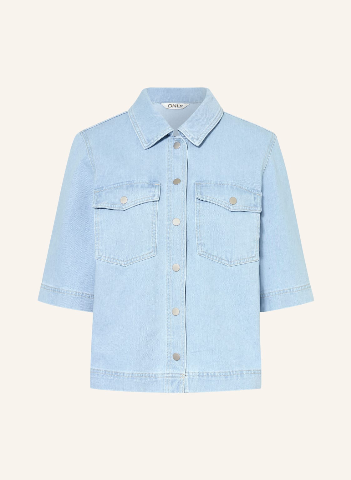 Only Bluzka Jeansowa Z Rękawami 3/4 blau