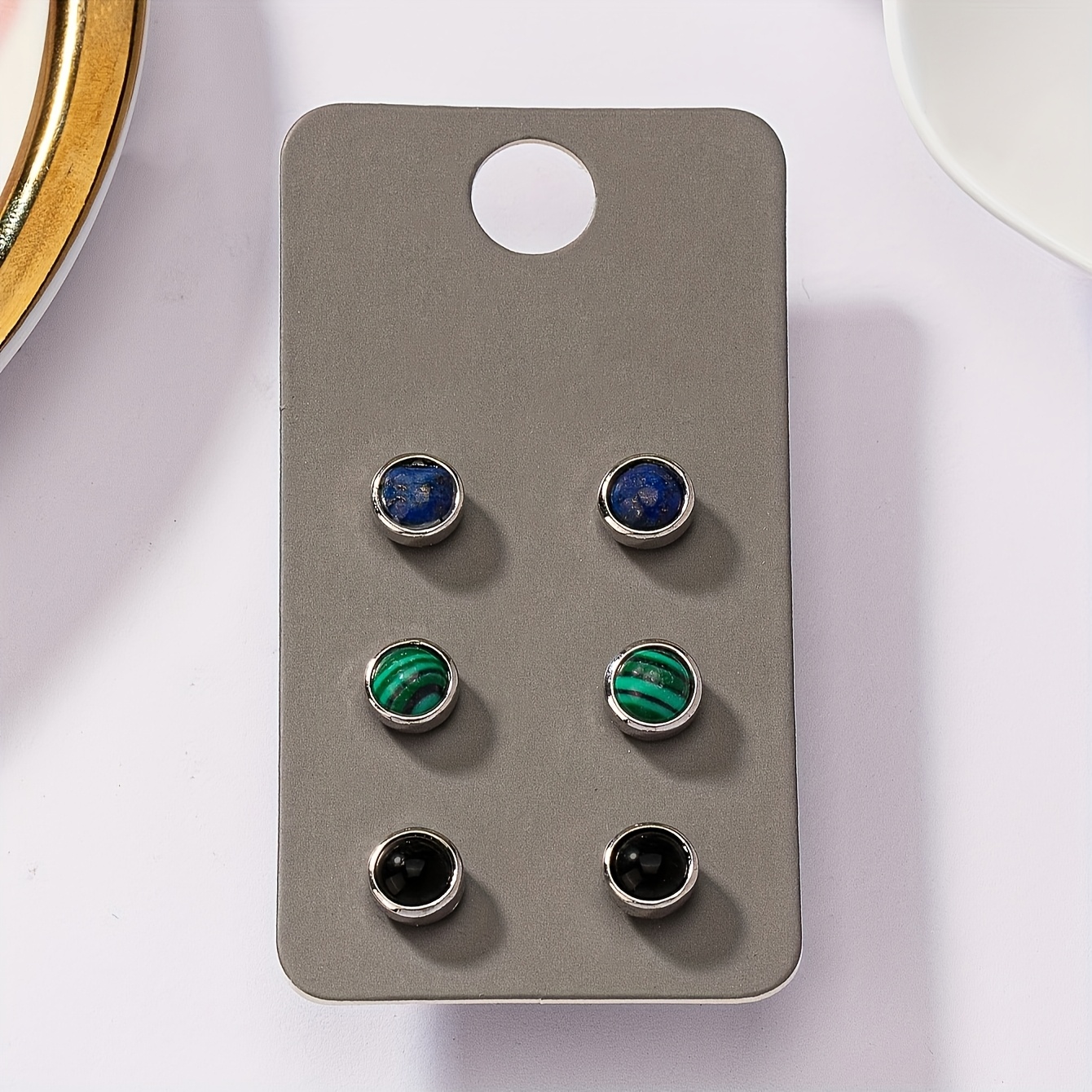 TEMU Zestaw Trzech Par Prostych, Uniwersalnych Kolczyków w Stylu Western Cowboy, Kompaktowy Design, Idealne na Prezent na Imprezę, Modne Kolczyki dla