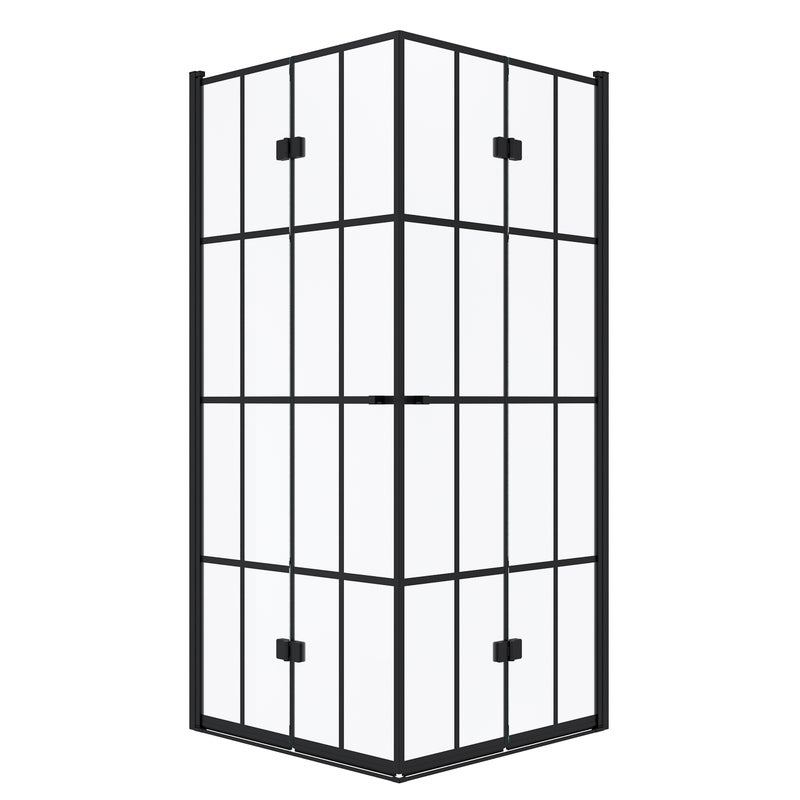 Kabina prysznicowa 80x80 kwadratowa składana MAUNA SEVANTE czarna w kratę 1 szt.