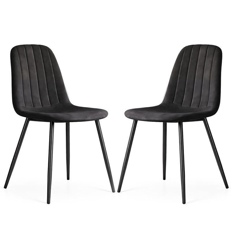 2x Welurowe krzesło tapicerowane pikowane Czarne LUMO Czarne nogi