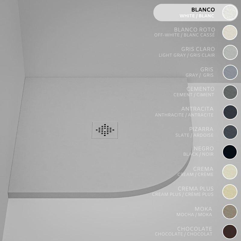 Brodzik półokrągły SOULHOME Żywica i Konglomerat Mineralny Antypoślizgowy 70x70 cm Biały - Kratka ten sam kolor
