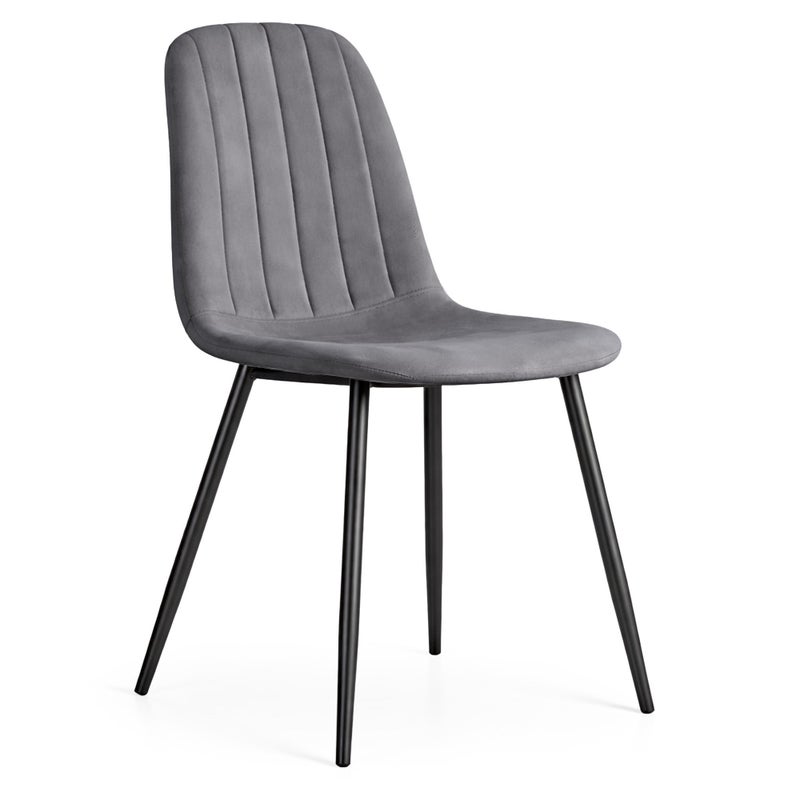 Welurowe krzesło tapicerowane pikowane Ciemny Grafit LUMO Czarne nogi