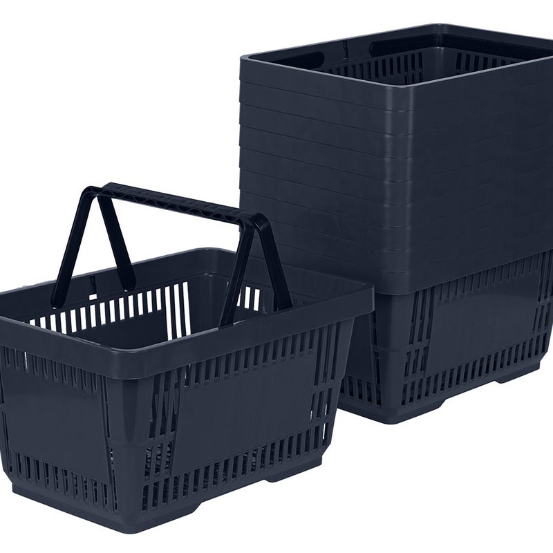 Zestaw 100x Koszyk zakupowy do przechowywania 2 rączki 22L ciemny szary KTD