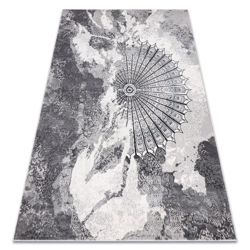 Dywan ALLURE 5715 Abstrakcja - Strukturalny, stylowy, glamour jasnoszary / biały 200x290 cm