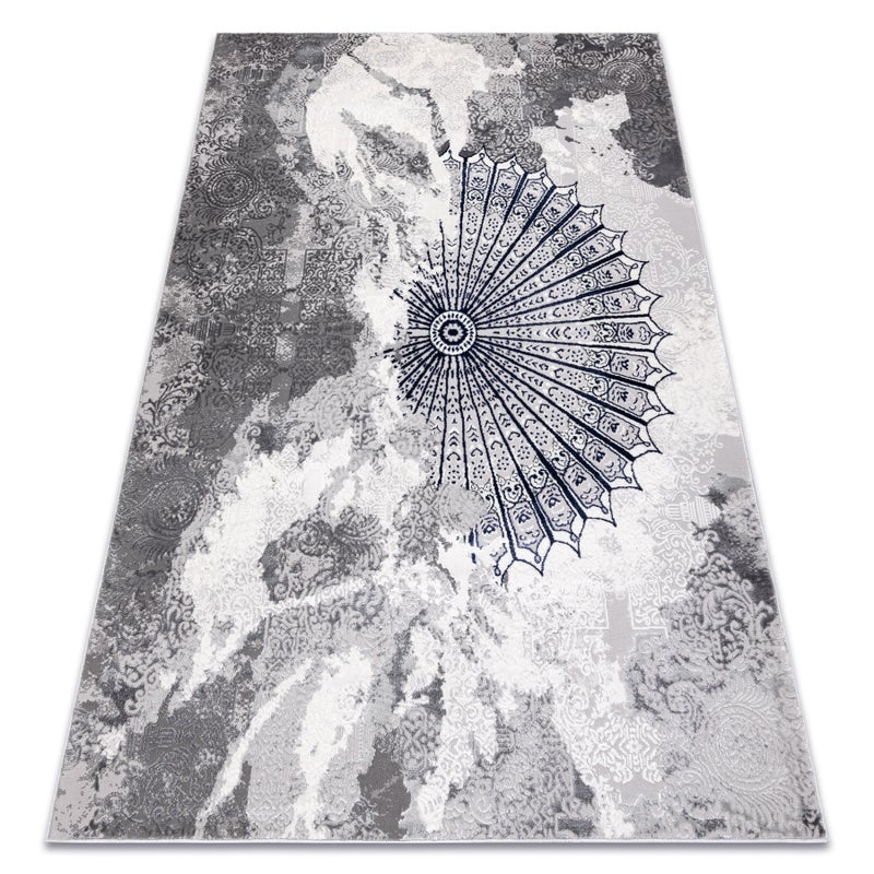 Dywan ALLURE 5715 Abstrakcja - Strukturalny, stylowy, glamour jasnoszary / granatowy 200x290 cm