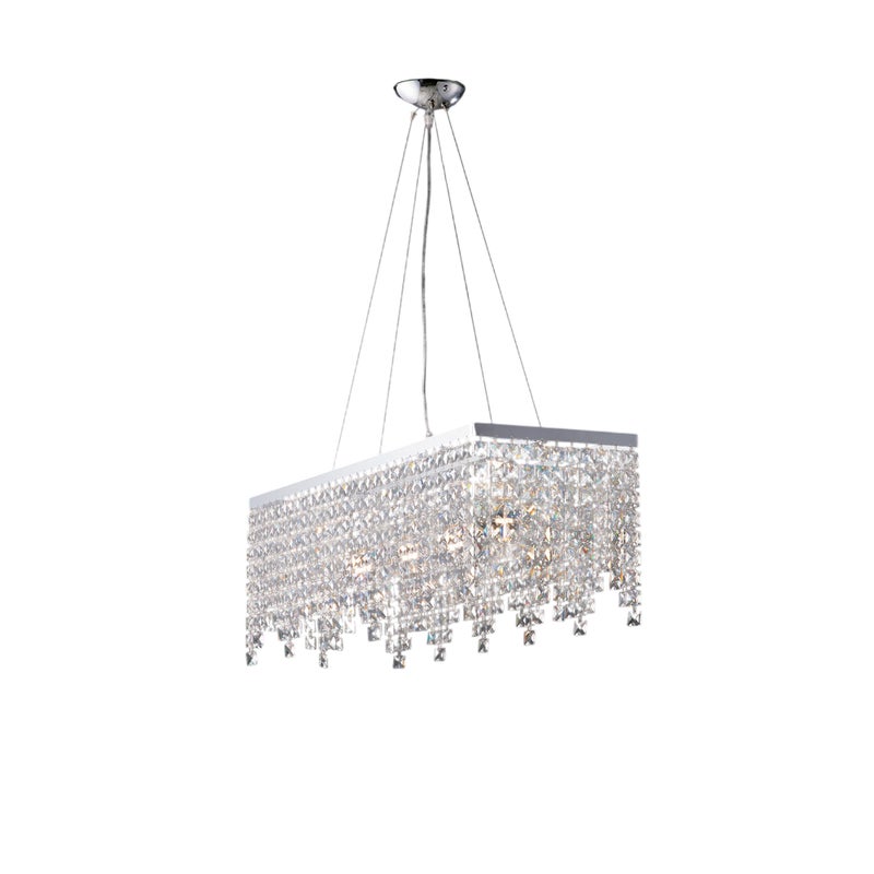 Lampa wisząca Penelope z mosiądzu i chromowanego żelaza, 4 lampy z kryształkami, dł. 71 x 30 cm, BL31-4-CR
