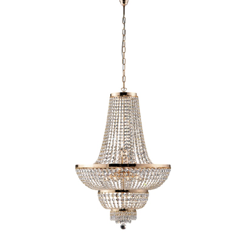 Żyrandol Mozart z żelaza i złoconego mosiądzu z kryształkami 10 świateł 155 Ø65 BL189-10-OR