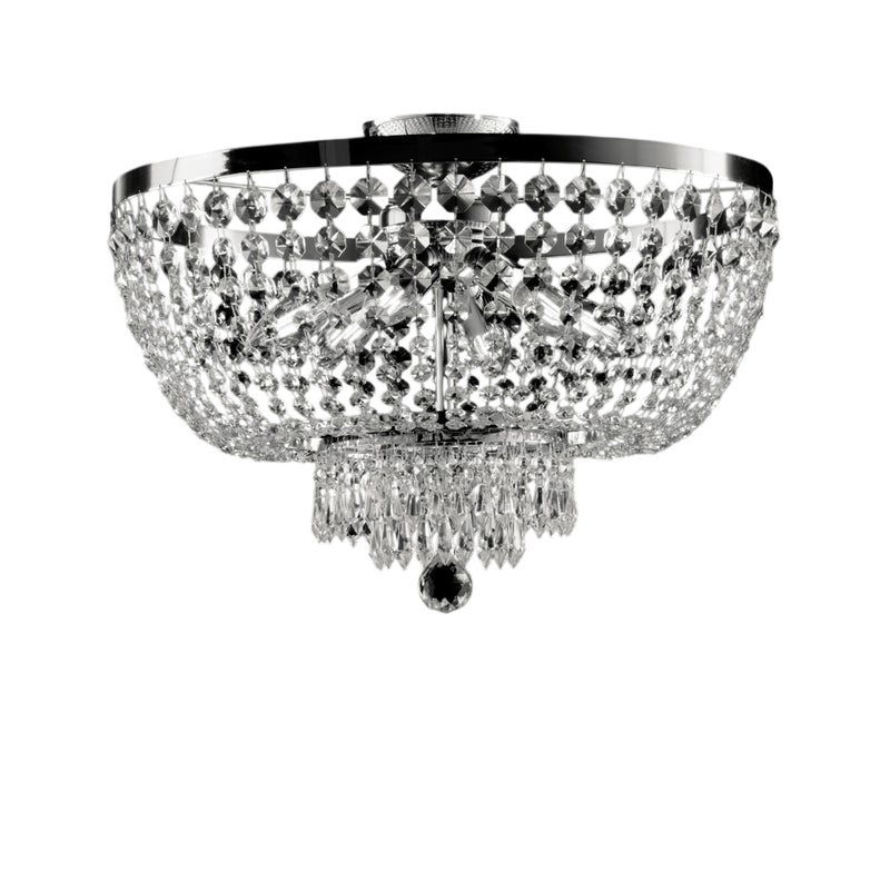 Lampa sufitowa Mozart z żelaza i chromowanego mosiądzu z kryształkami 6 świateł H.37 Ø50 BL189-PL6-CR