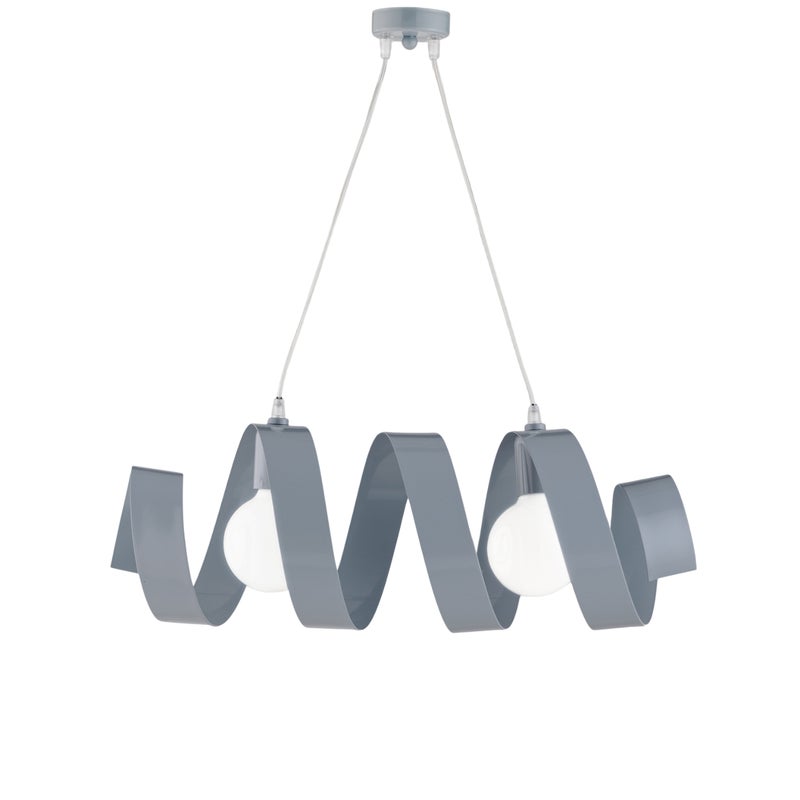 Helix - Lampa wisząca z matowego, szarego lakierowanego żelaza z regulowanym kablem elektrycznym, 2 światła, dł. 54 x 20 cali - BL141-2-GR
