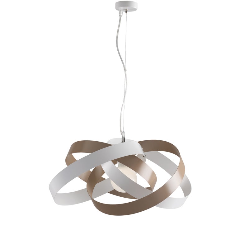 Vertigo - Lampa wisząca z żelaza lakierowanego na biało i szaro, z regulowanym stalowym kablem, 1 lampa 125 mm - Ø54 mm - BL156-1-BG