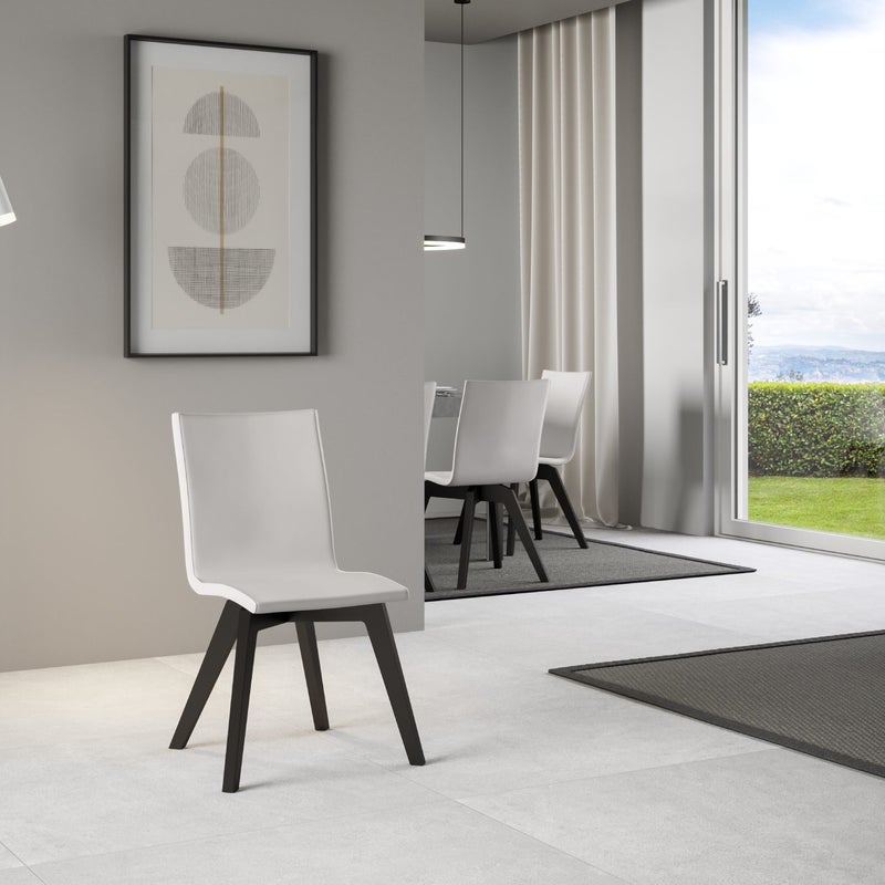 Krzesło Trudy z nogami w kolorze antracytowym i białą poduszką 01