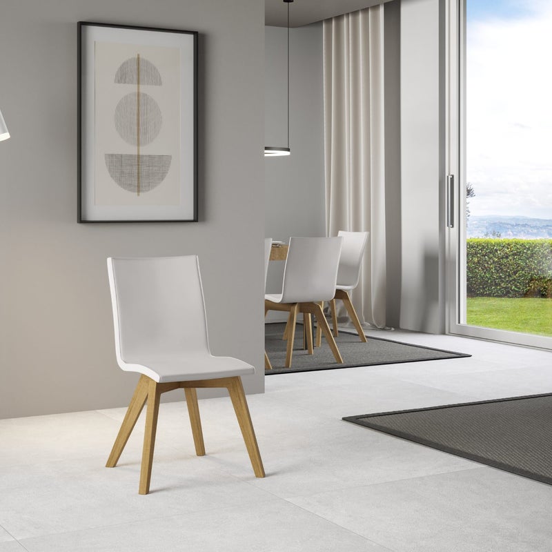 Krzesło Trudy z nogami dębowymi i białą poduszką 01