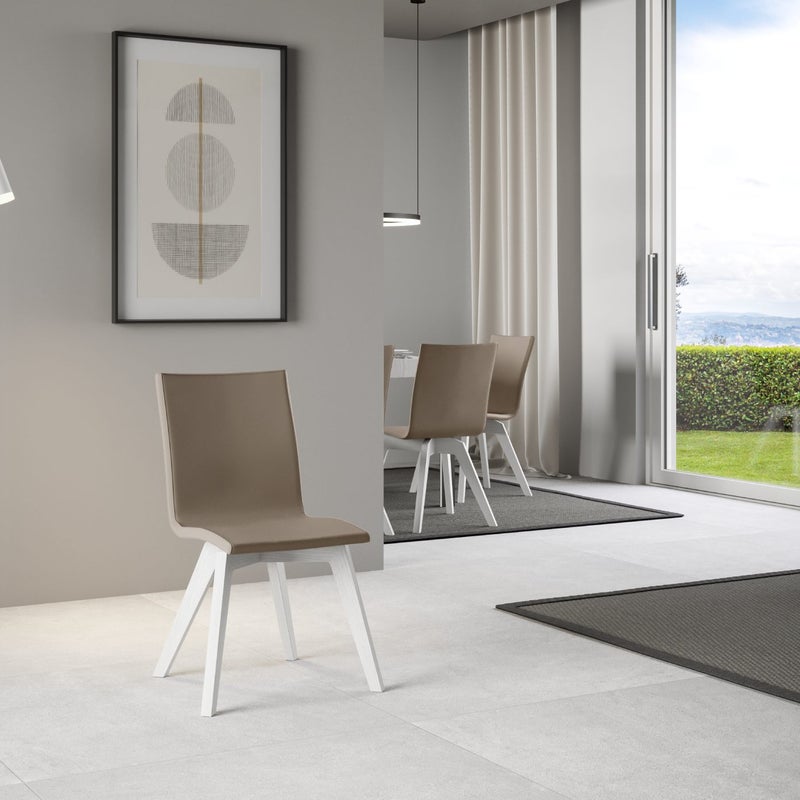 Krzesło Trudy z białymi nogami i gołębioszarą poduszką 52